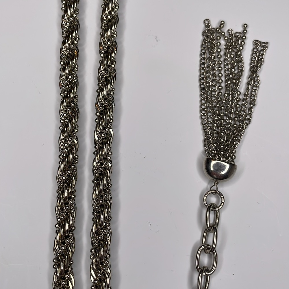 Metal Belt Silver Belt Intricate Detailed Metal Statement Rope Chain Tassel Belt - Picture 4 of 8